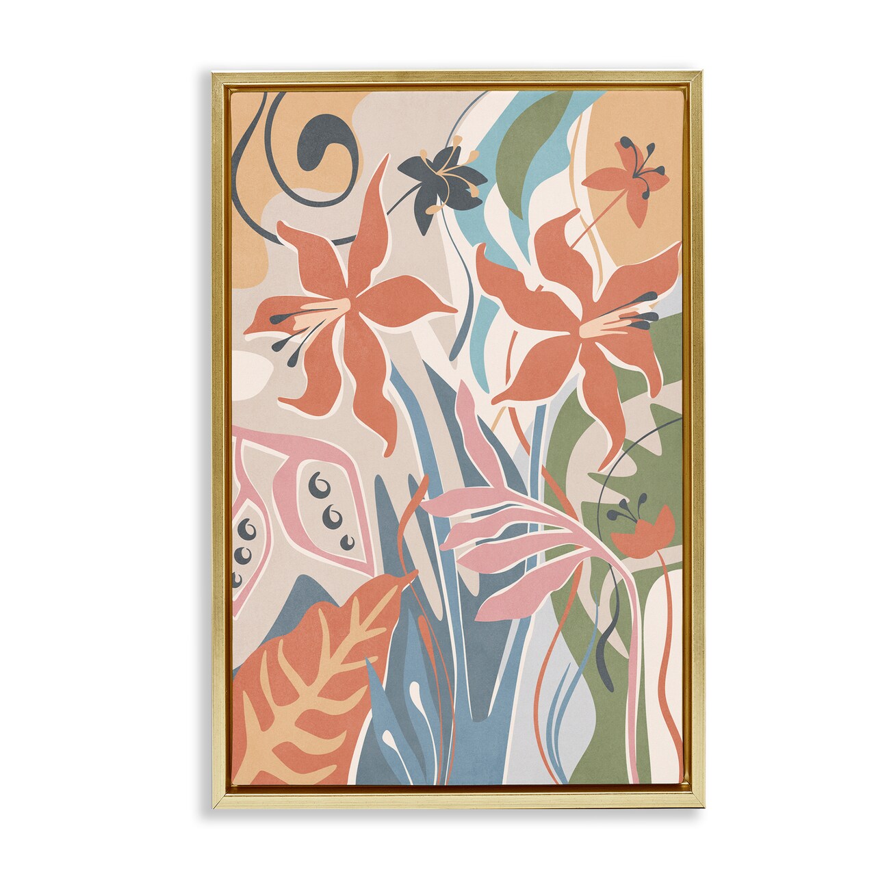 Stupell Industries Neutral Whimsy Florals Framed Floater Canvas Wall Art Design by Nataly White